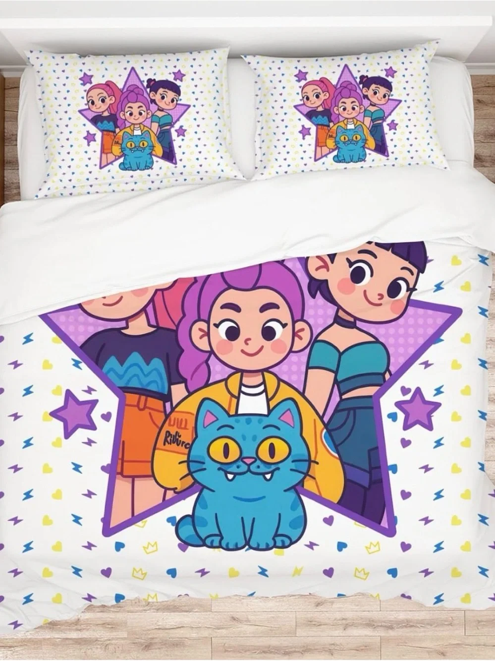 Allojoy Cute Korean Anime Hunter Comforter Set with Pillowcase